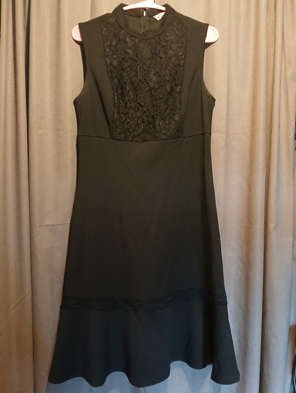 Nanette Lepore Black Sleeveless Lace-Front A-Line Dress